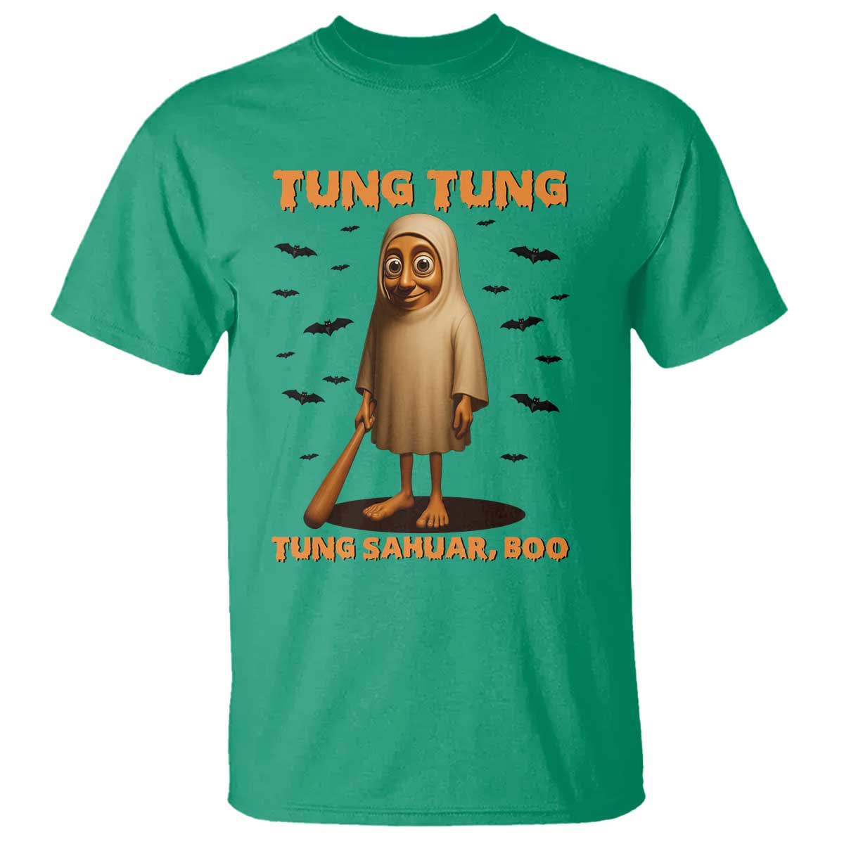 Funny Italian Brainrot Halloween T Shirt Tung Tung Tung Sahur Meme TS14 Irish Green Print Your Wear