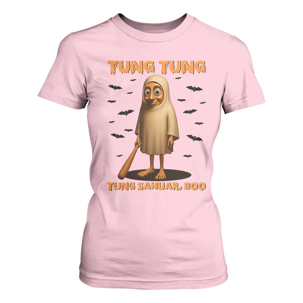 Funny Italian Brainrot Halloween T Shirt For Women Tung Tung Tung Sahur Meme TS14 Light Pink Print Your Wear