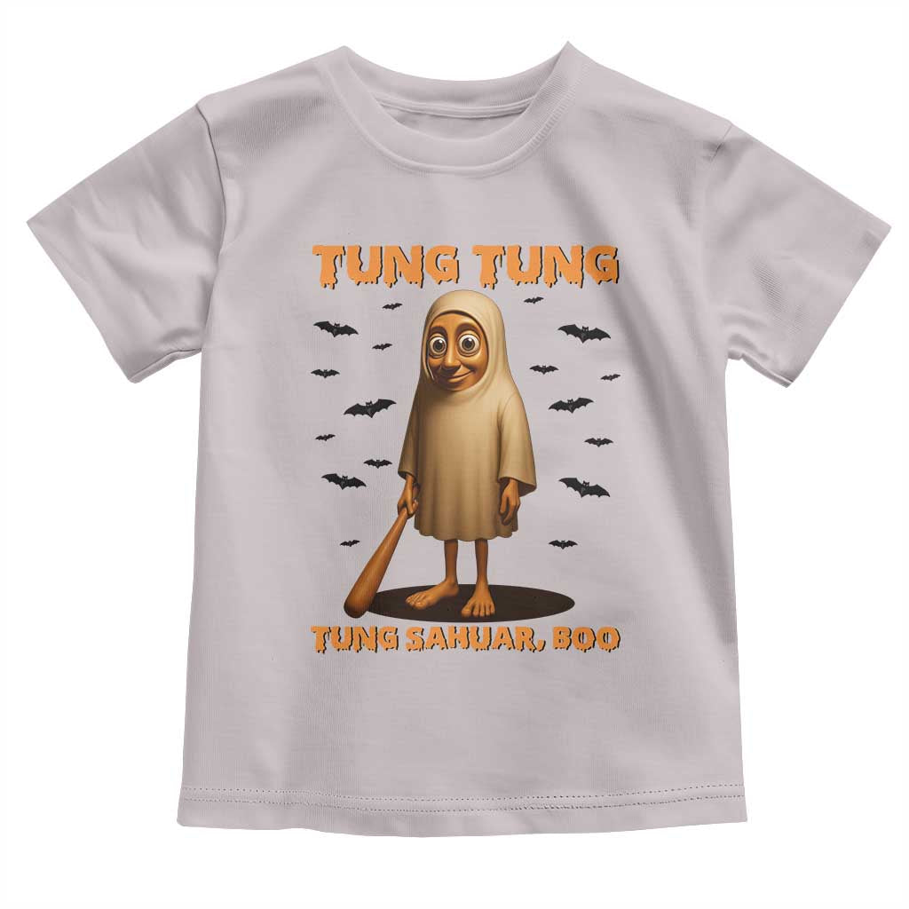 Funny Italian Brainrot Halloween Toddler T Shirt Tung Tung Tung Sahur Meme TS14 Ice Gray Print Your Wear