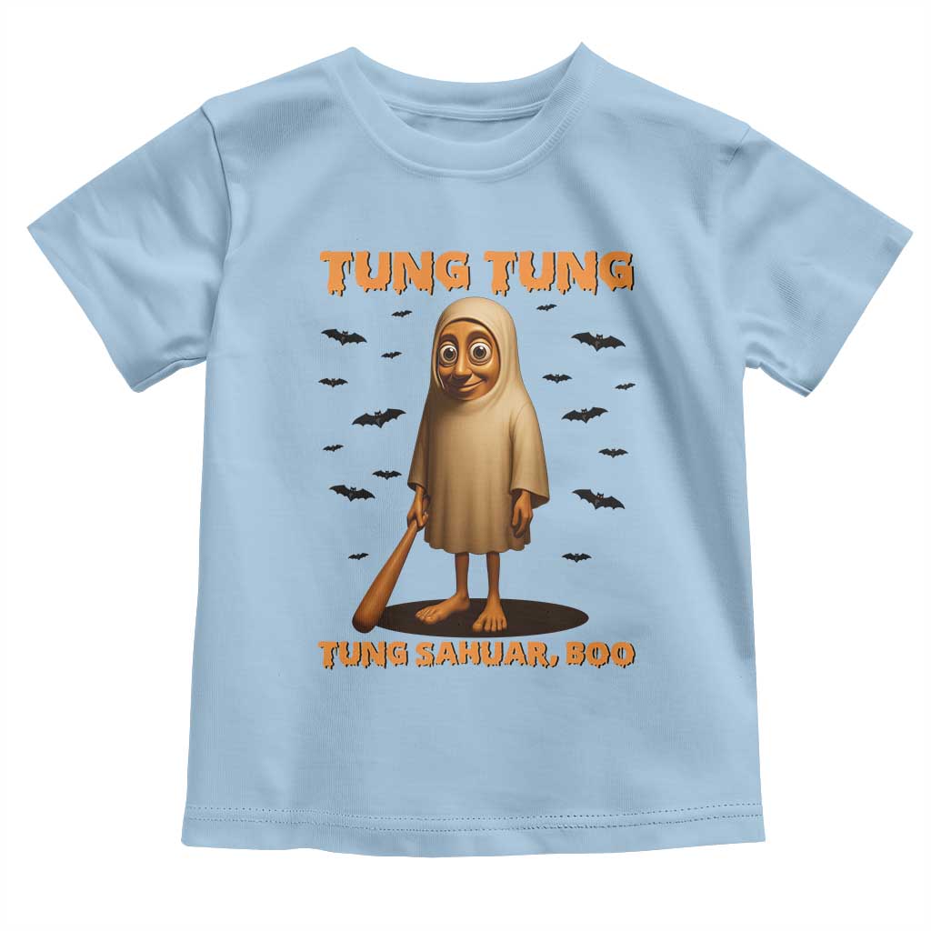 Funny Italian Brainrot Halloween Toddler T Shirt Tung Tung Tung Sahur Meme TS14 Light Blue Print Your Wear