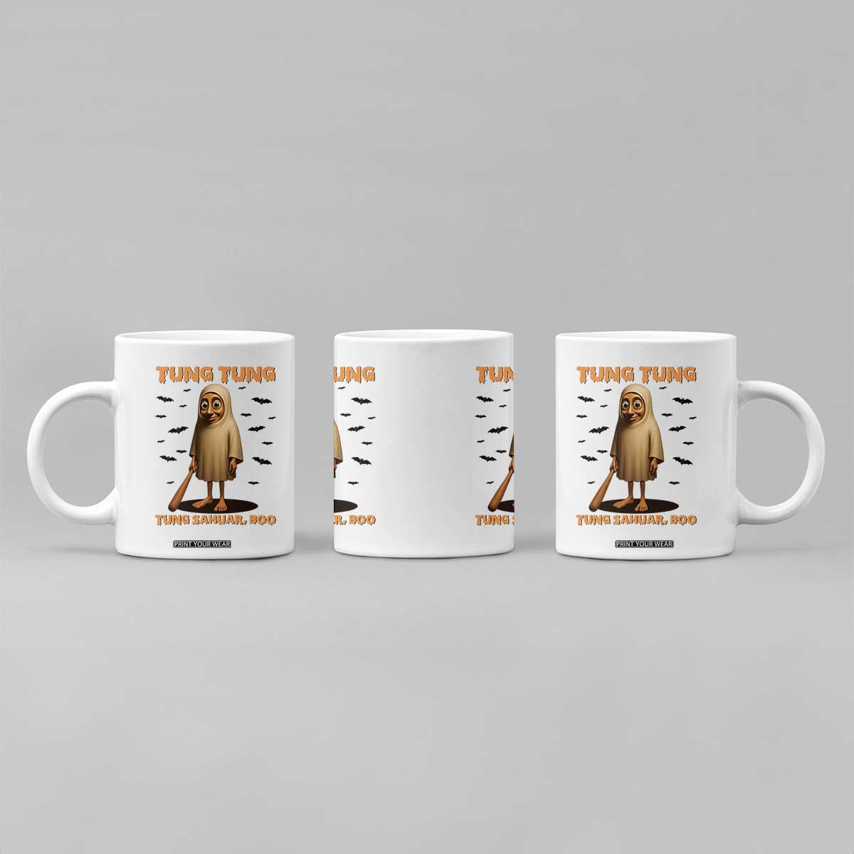 Funny Italian Brainrot Halloween Coffee Mug Tung Tung Tung Sahur Meme TS14 Print Your Wear