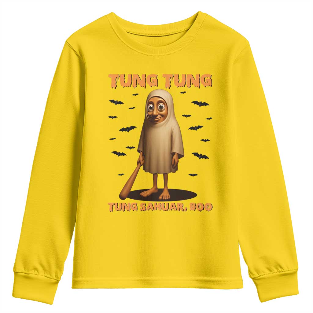 Funny Italian Brainrot Halloween Youth Sweatshirt Tung Tung Tung Sahur Meme TS14 Daisy Print Your Wear