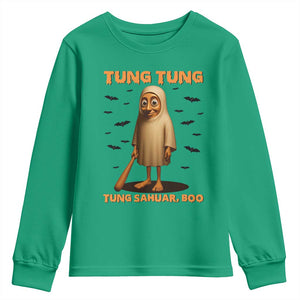 Funny Italian Brainrot Halloween Youth Sweatshirt Tung Tung Tung Sahur Meme TS14 Irish Green Print Your Wear