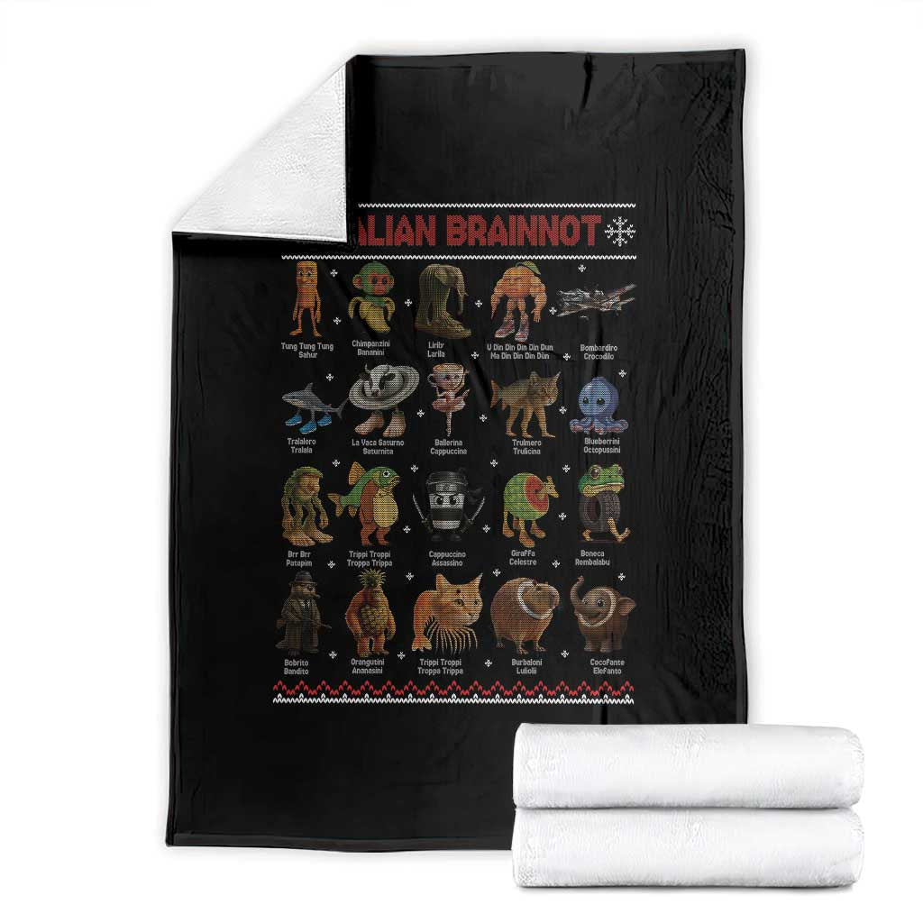 Italian Brainrot Christmas Throw Blanket Funny Brain Rot Gen-Z Meme TS14 Black Print Your Wear
