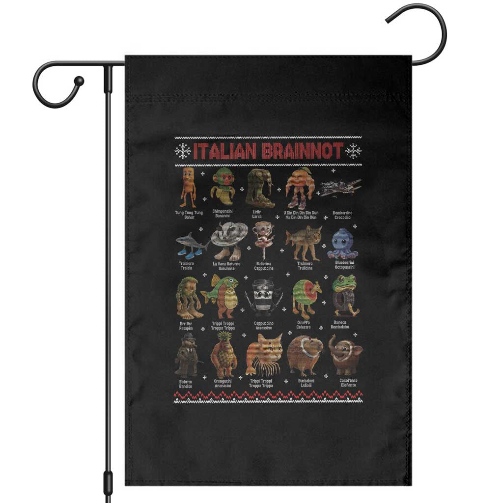 Italian Brainrot Christmas Garden Flag Funny Brain Rot Gen-Z Meme TS14 Black Print Your Wear