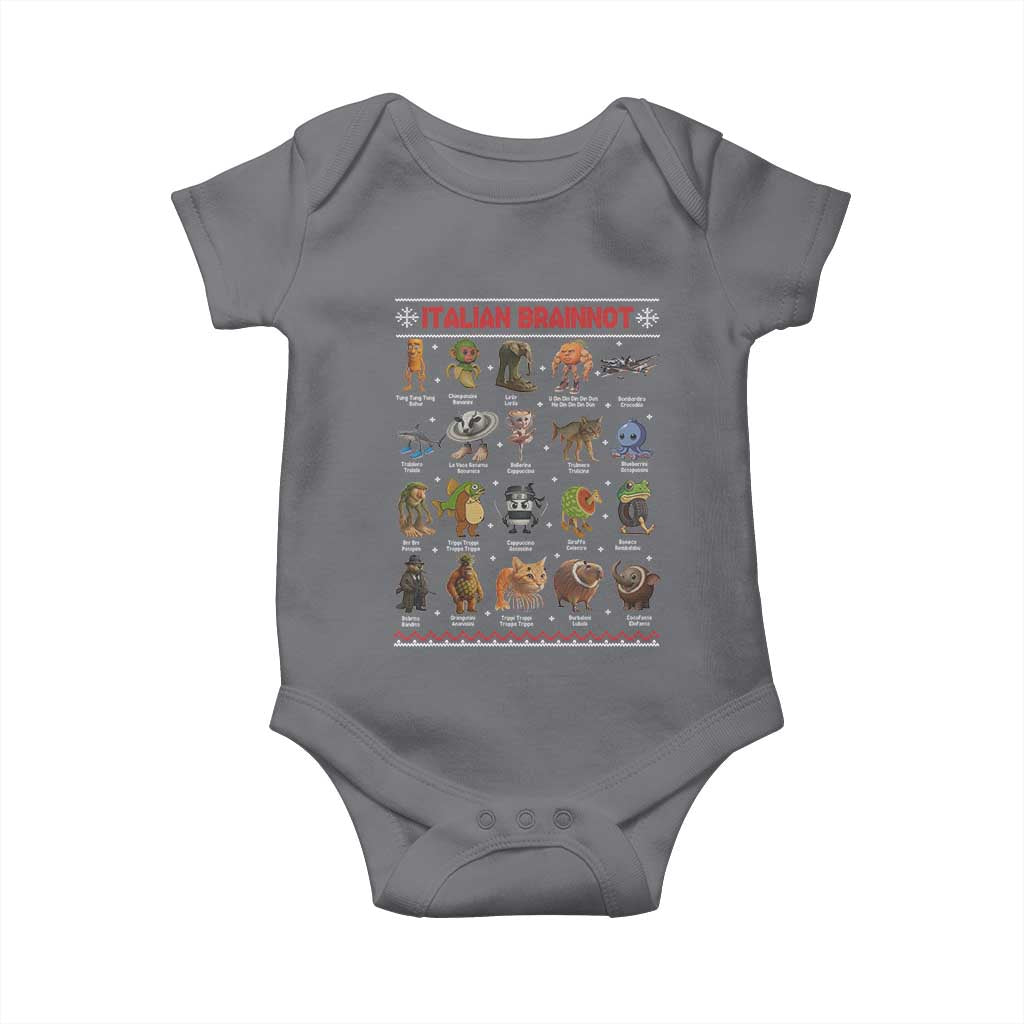 Italian Brainrot Christmas Baby Onesie Funny Brain Rot Gen-Z Meme TS14 Charcoal Print Your Wear
