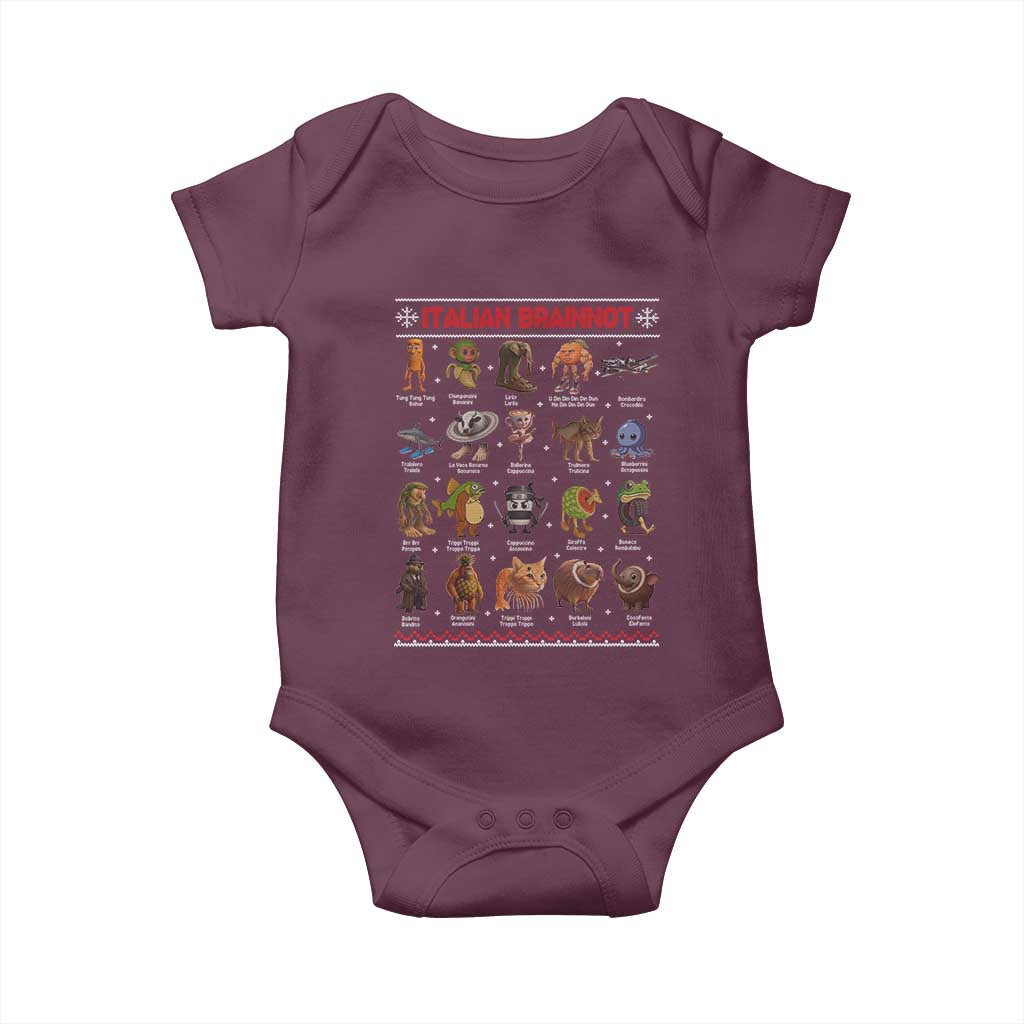 Italian Brainrot Christmas Baby Onesie Funny Brain Rot Gen-Z Meme TS14 Maroon Print Your Wear