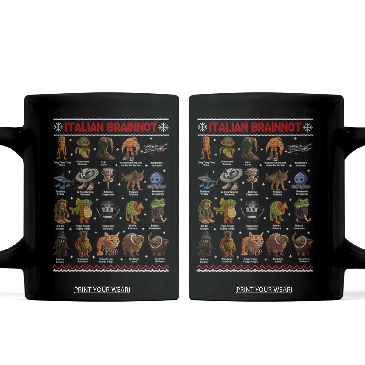 Italian Brainrot Christmas Coffee Mug Funny Brain Rot Gen-Z Meme TS14 Black Print Your Wear