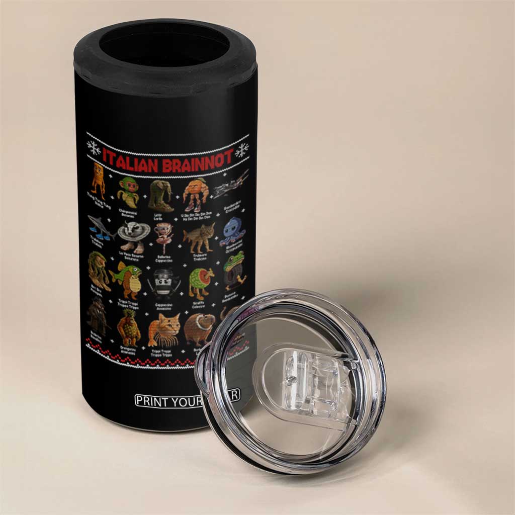 Italian Brainrot Christmas 4 in 1 Can Cooler Tumbler Funny Brain Rot Gen-Z Meme TS14 Print Your Wear