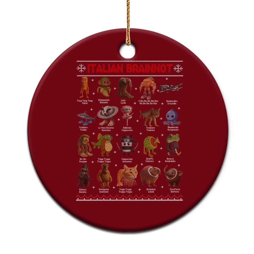 Italian Brainrot Xmas Ceramic Ornament Funny Brain Rot Gen-Z Meme TS14 1pc Red Print Your Wear