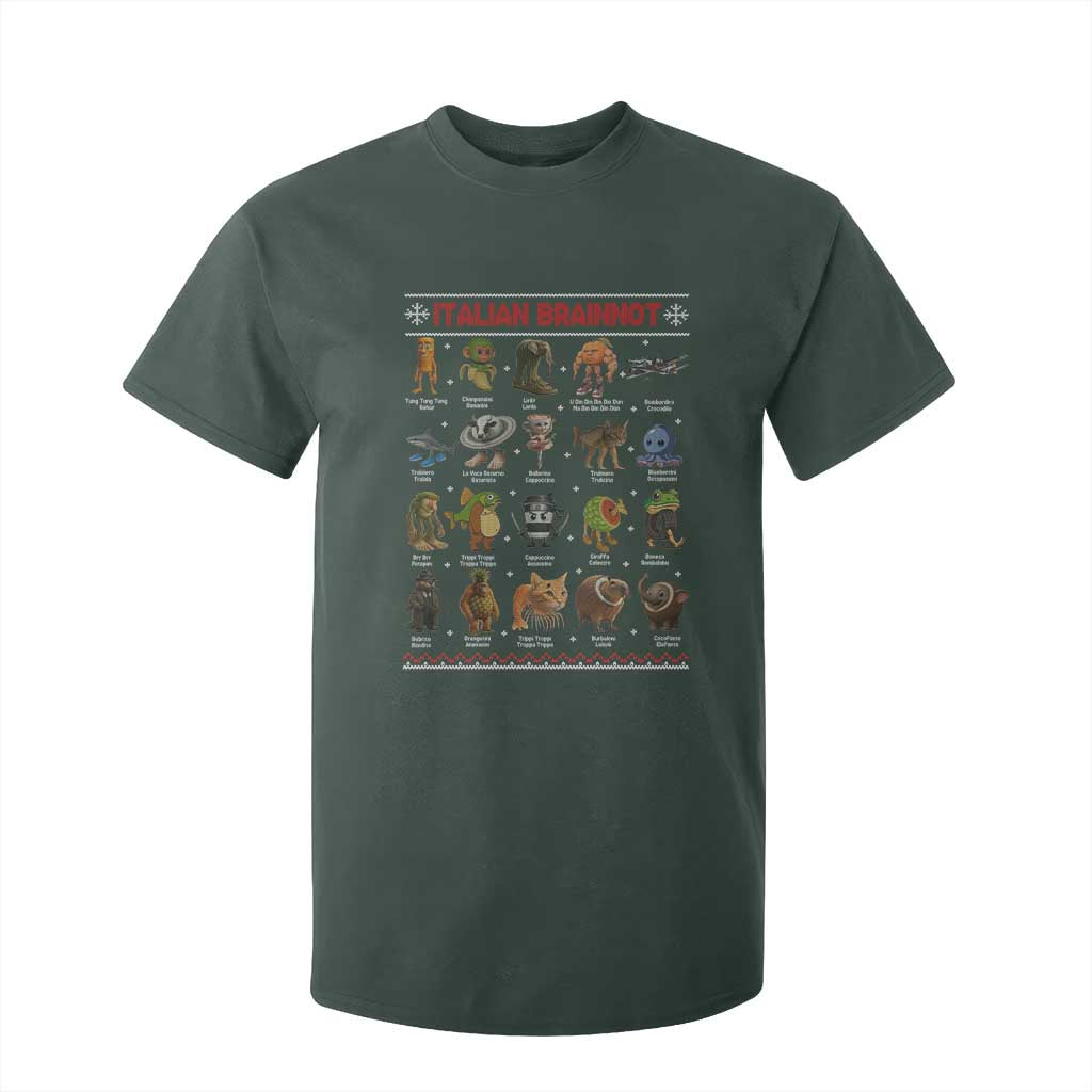 Italian Brainrot Christmas T Shirt For Kid Funny Brain Rot Gen-Z Meme TS14 Dark Forest Green Print Your Wear