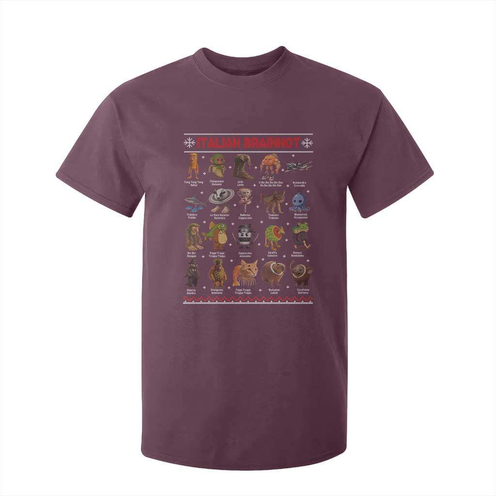 Italian Brainrot Christmas T Shirt For Kid Funny Brain Rot Gen-Z Meme TS14 Maroon Print Your Wear