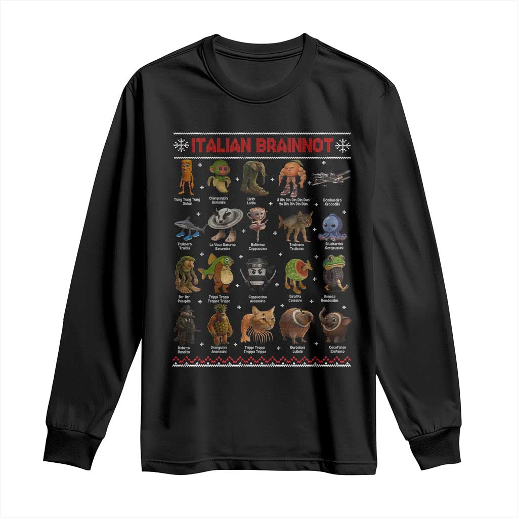 Italian Brainrot Christmas Long Sleeve Shirt Funny Brain Rot Gen-Z Meme TS14 Black Print Your Wear