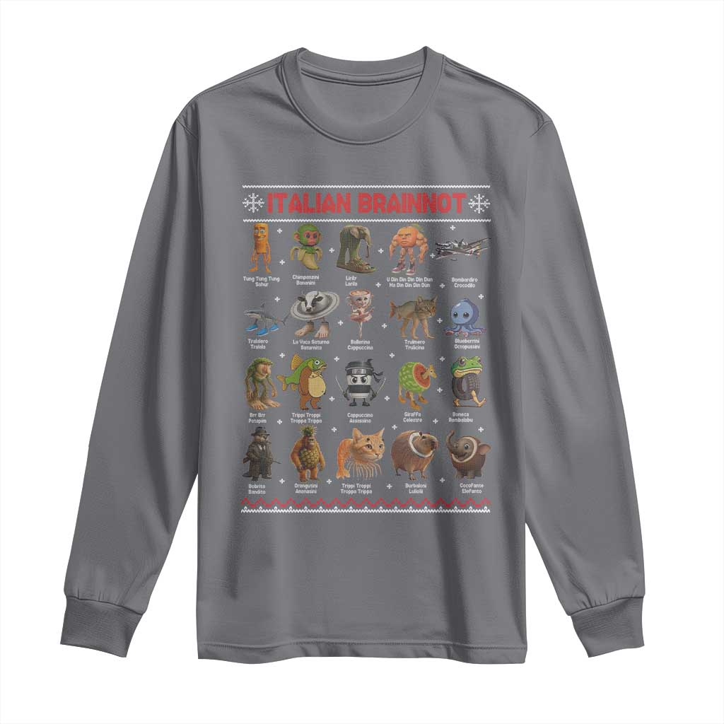 Italian Brainrot Christmas Long Sleeve Shirt Funny Brain Rot Gen-Z Meme TS14 Charcoal Print Your Wear