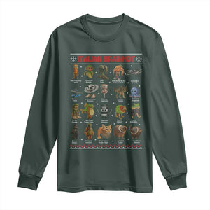 Italian Brainrot Christmas Long Sleeve Shirt Funny Brain Rot Gen-Z Meme TS14 Dark Forest Green Print Your Wear