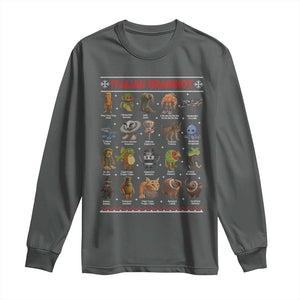 Italian Brainrot Christmas Long Sleeve Shirt Funny Brain Rot Gen-Z Meme TS14 Dark Heather Print Your Wear