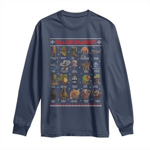 Italian Brainrot Christmas Long Sleeve Shirt Funny Brain Rot Gen-Z Meme TS14 Navy Print Your Wear