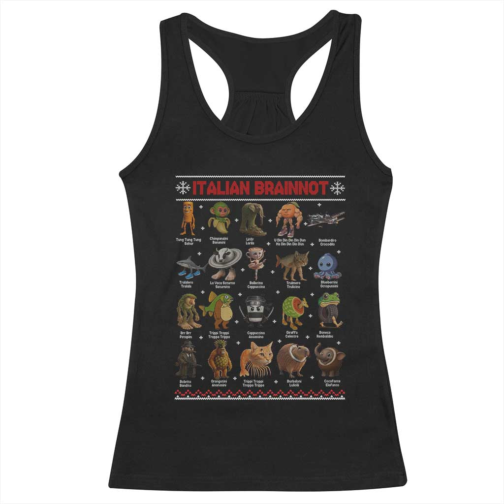 Italian Brainrot Christmas Racerback Tank Top Funny Brain Rot Gen-Z Meme TS14 Black Print Your Wear