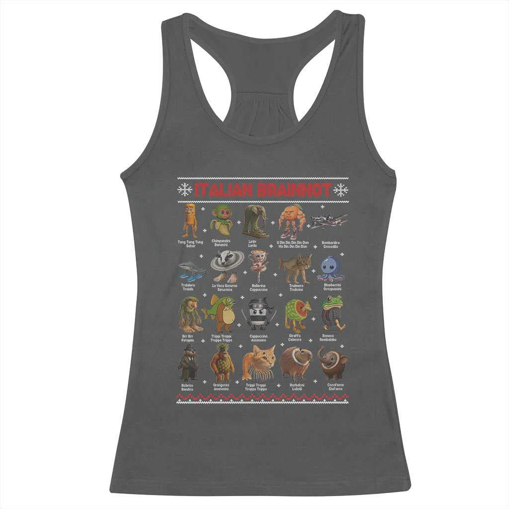 Italian Brainrot Christmas Racerback Tank Top Funny Brain Rot Gen-Z Meme TS14 Dark Heather Print Your Wear
