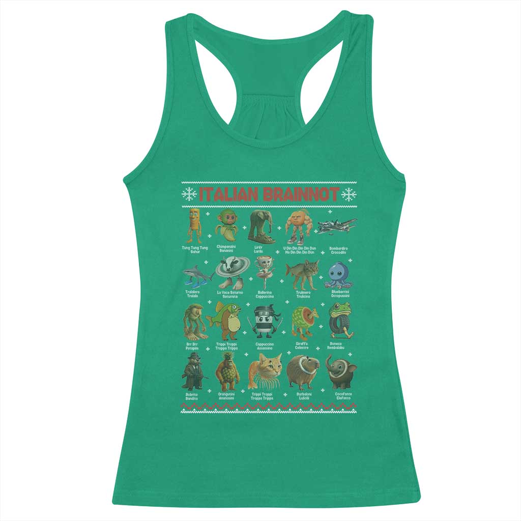 Italian Brainrot Christmas Racerback Tank Top Funny Brain Rot Gen-Z Meme TS14 Irish Green Print Your Wear