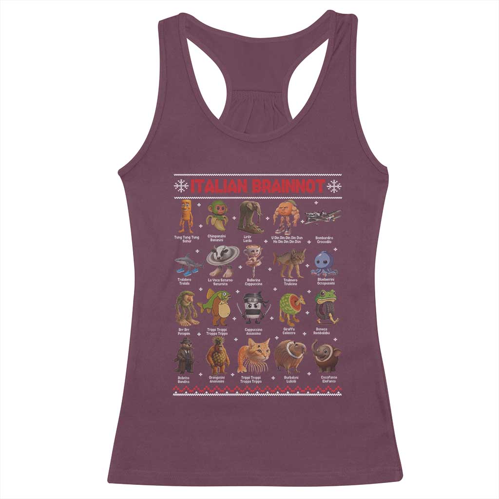 Italian Brainrot Christmas Racerback Tank Top Funny Brain Rot Gen-Z Meme TS14 Maroon Print Your Wear