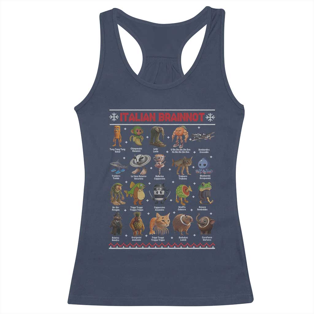 Italian Brainrot Christmas Racerback Tank Top Funny Brain Rot Gen-Z Meme TS14 Navy Print Your Wear