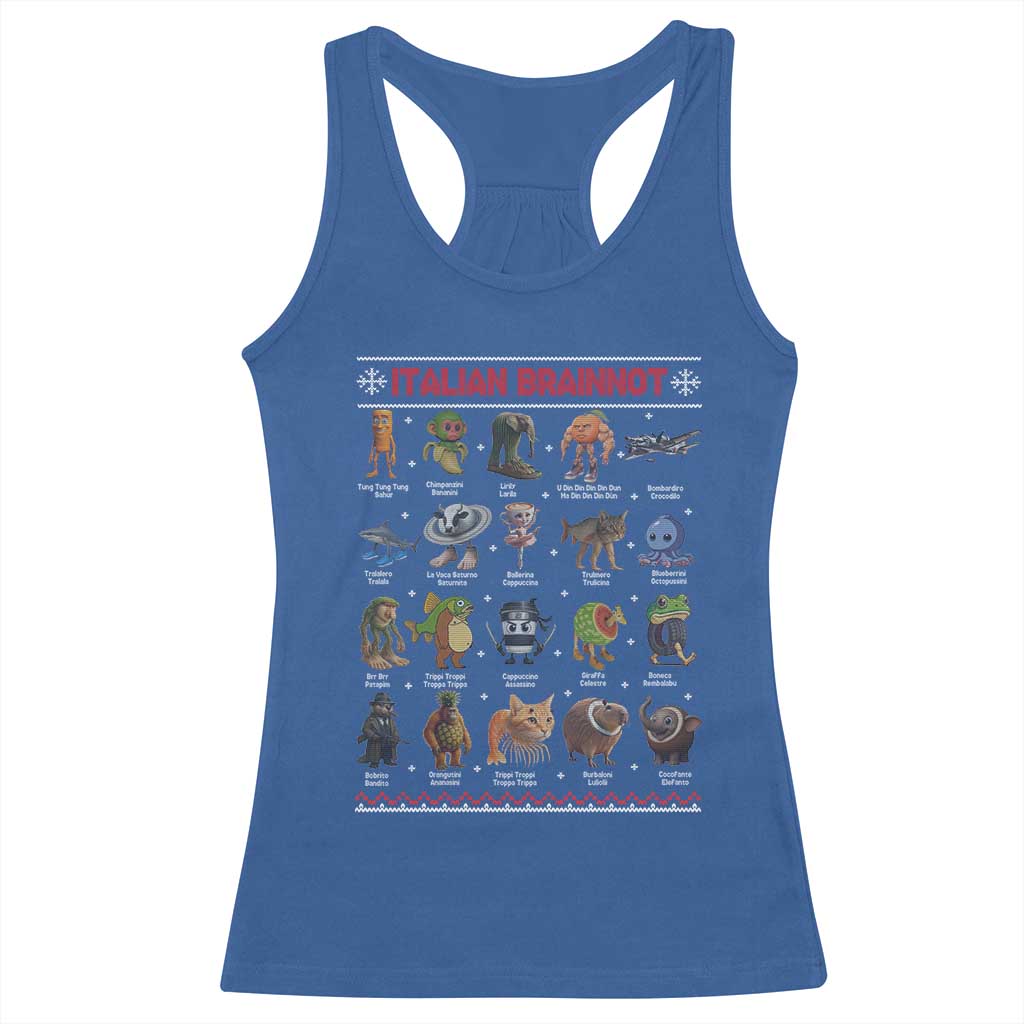 Italian Brainrot Christmas Racerback Tank Top Funny Brain Rot Gen-Z Meme TS14 Royal Blue Print Your Wear