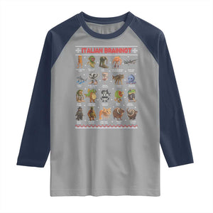 Italian Brainrot Christmas Raglan Shirt Funny Brain Rot Gen-Z Meme TS14 Sport Gray Navy Print Your Wear