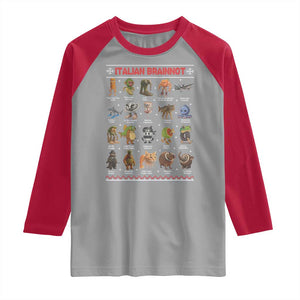 Italian Brainrot Christmas Raglan Shirt Funny Brain Rot Gen-Z Meme TS14 Sport Gray Red Print Your Wear