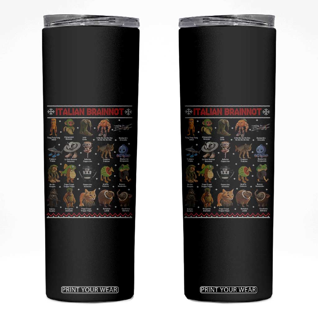 Italian Brainrot Christmas Skinny Tumbler Funny Brain Rot Gen-Z Meme TS14 Black Print Your Wear