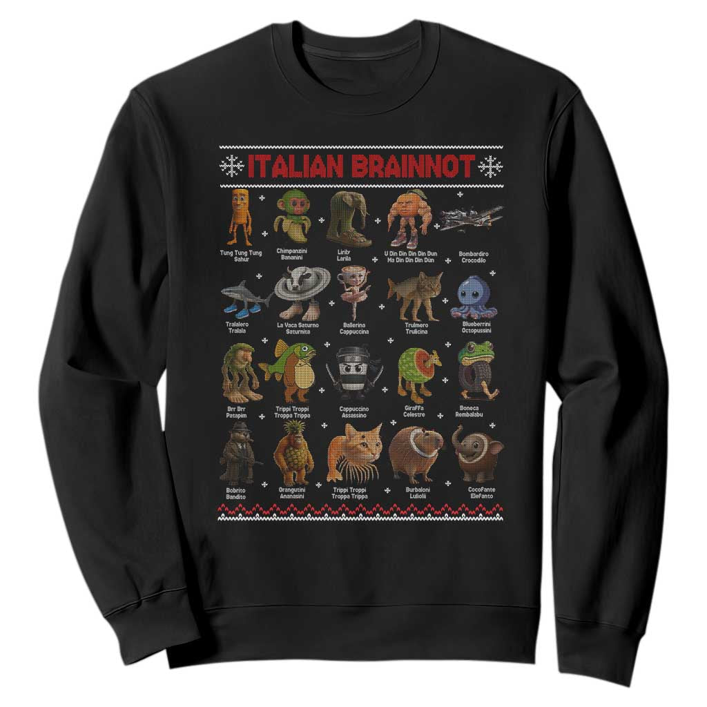 Italian Brainrot Christmas Sweatshirt Funny Brain Rot Gen-Z Meme TS14 Black Print Your Wear