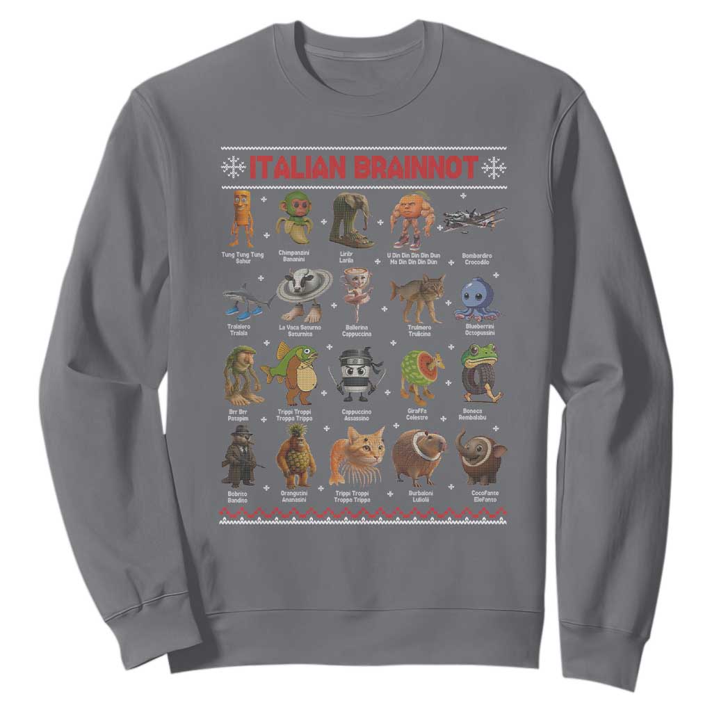 Italian Brainrot Christmas Sweatshirt Funny Brain Rot Gen-Z Meme TS14 Charcoal Print Your Wear
