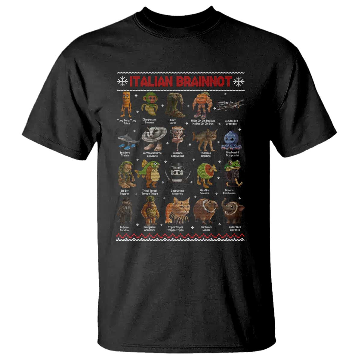Italian Brainrot Christmas T Shirt Funny Brain Rot Gen-Z Meme TS14 Black Print Your Wear
