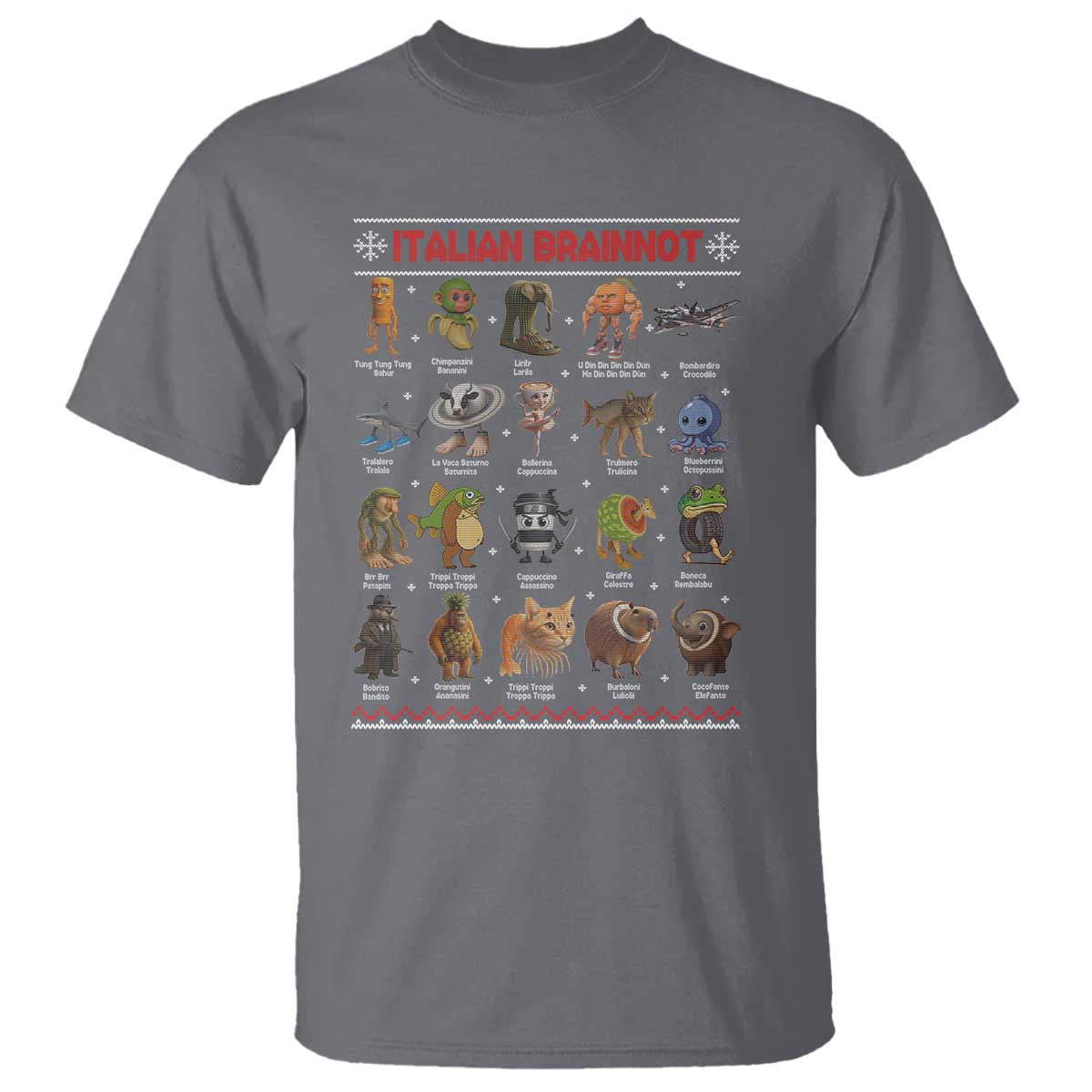 Italian Brainrot Christmas T Shirt Funny Brain Rot Gen-Z Meme TS14 Charcoal Print Your Wear