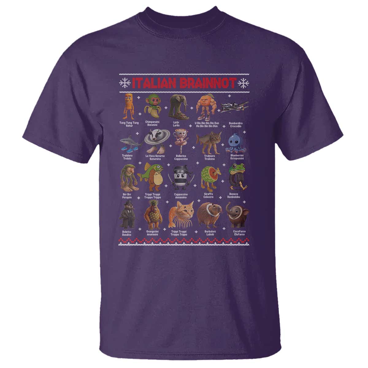 Italian Brainrot Christmas T Shirt Funny Brain Rot Gen-Z Meme TS14 Purple Print Your Wear