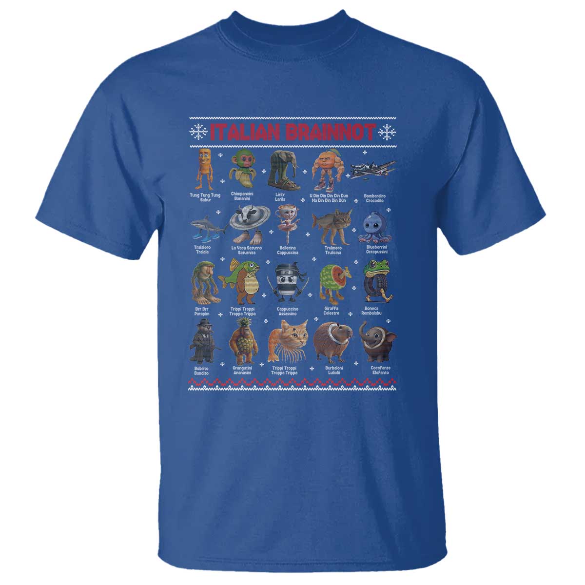 Italian Brainrot Christmas T Shirt Funny Brain Rot Gen-Z Meme TS14 Royal Blue Print Your Wear