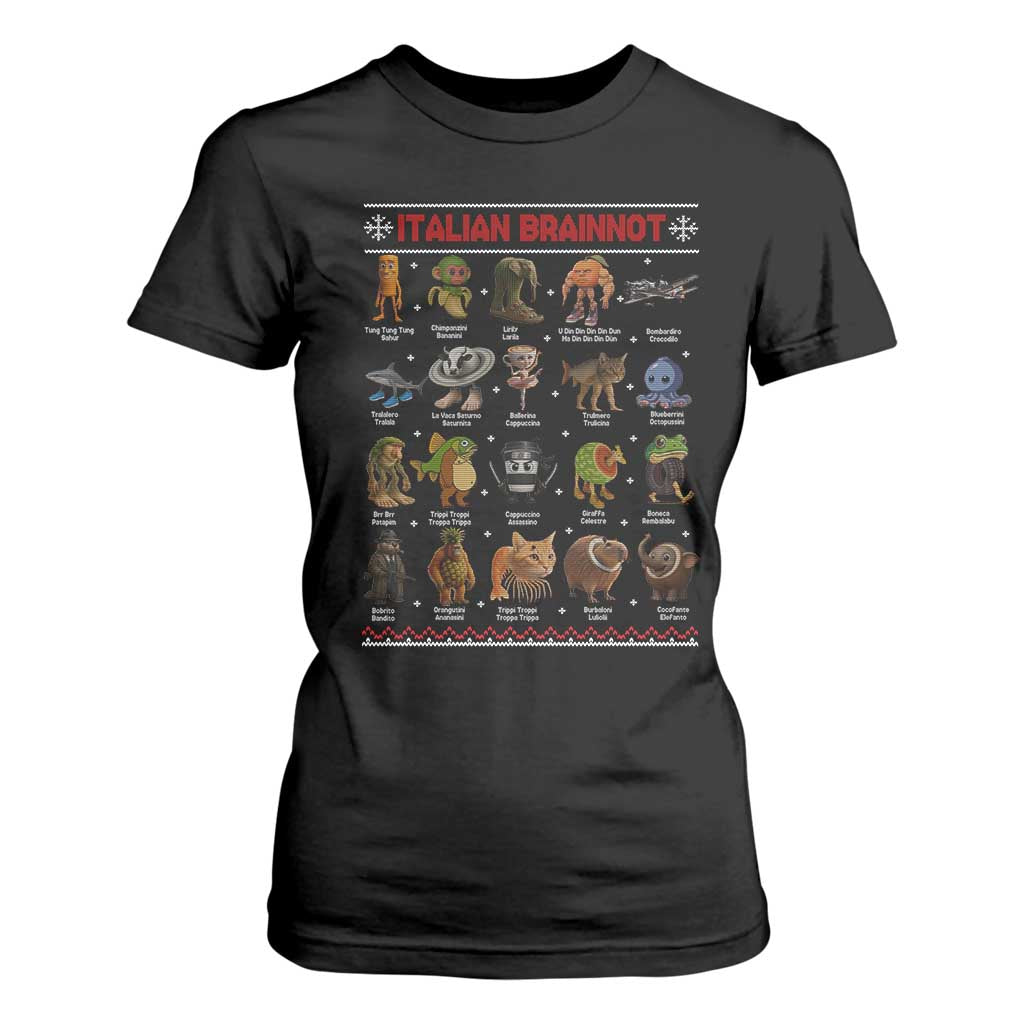 Italian Brainrot Christmas T Shirt For Women Funny Brain Rot Gen-Z Meme TS14 Black Print Your Wear