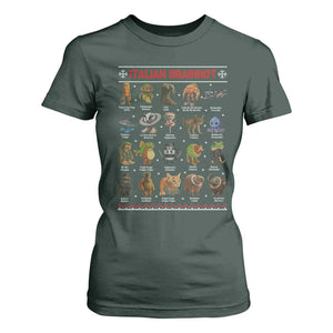 Italian Brainrot Christmas T Shirt For Women Funny Brain Rot Gen-Z Meme TS14 Dark Forest Green Print Your Wear