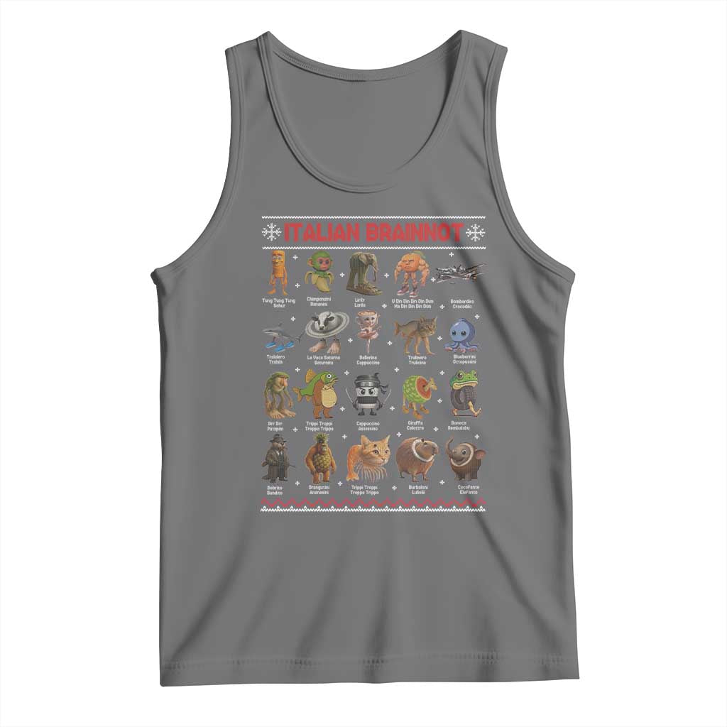 Italian Brainrot Christmas Tank Top Funny Brain Rot Gen-Z Meme TS14 Black Heather Print Your Wear