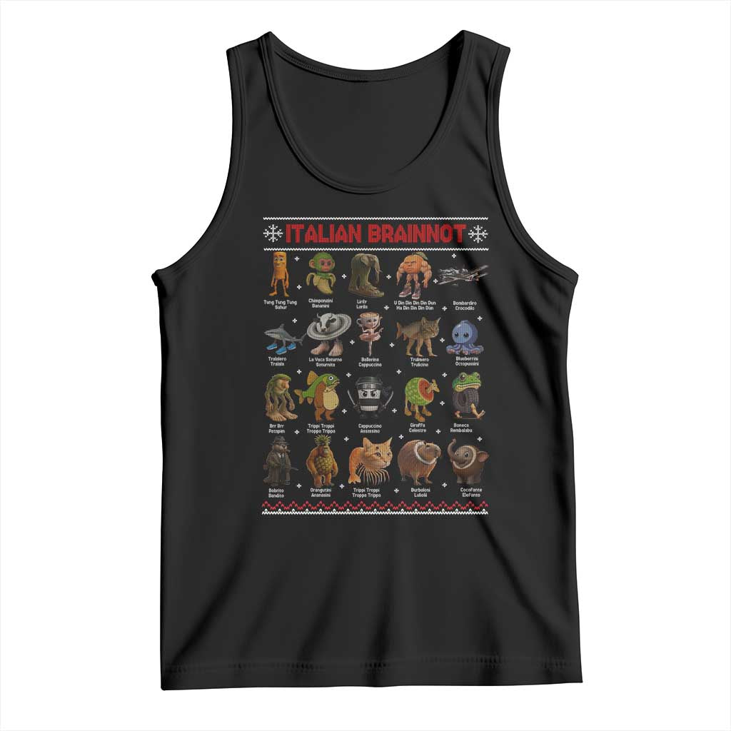 Italian Brainrot Christmas Tank Top Funny Brain Rot Gen-Z Meme TS14 Black Print Your Wear