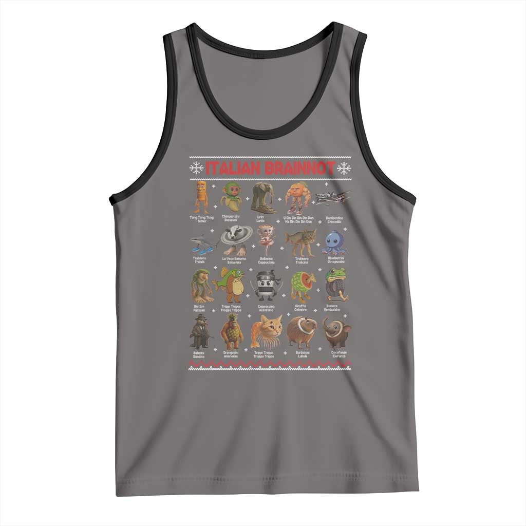 Italian Brainrot Christmas Tank Top Funny Brain Rot Gen-Z Meme TS14 Deep Heather Black Print Your Wear