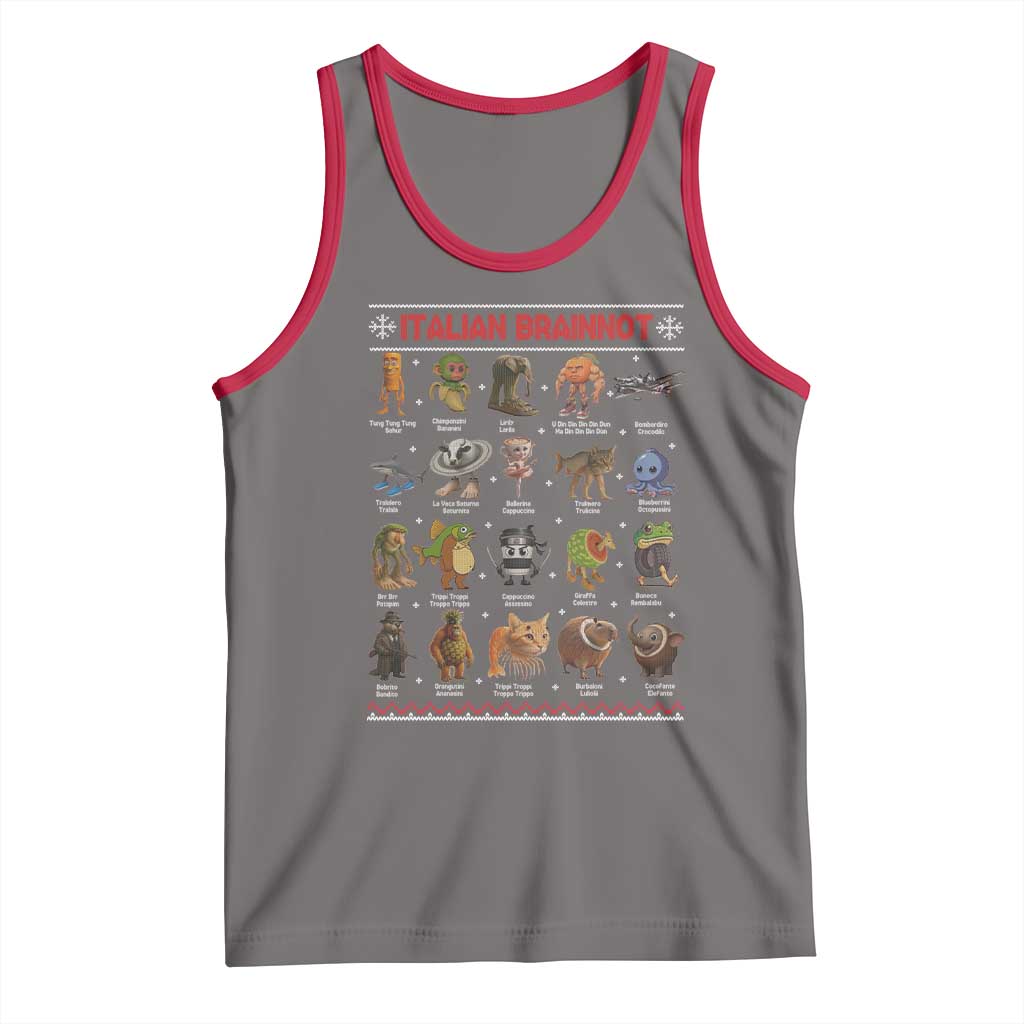 Italian Brainrot Christmas Tank Top Funny Brain Rot Gen-Z Meme TS14 Deep Heather Red Print Your Wear