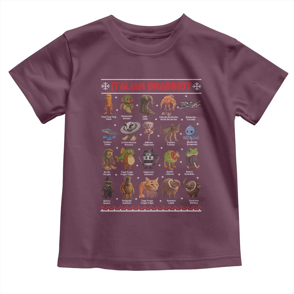 Italian Brainrot Christmas Toddler T Shirt Funny Brain Rot Gen-Z Meme TS14 Maroon Print Your Wear