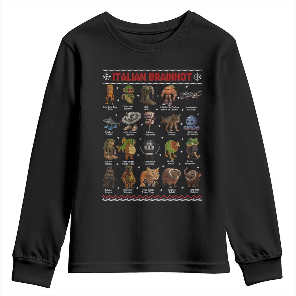 Italian Brainrot Christmas Youth Sweatshirt Funny Brain Rot Gen-Z Meme TS14 Black Print Your Wear