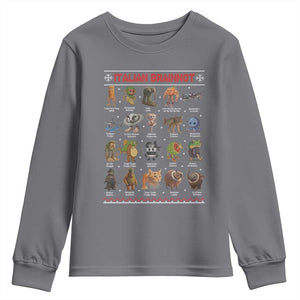 Italian Brainrot Christmas Youth Sweatshirt Funny Brain Rot Gen-Z Meme TS14 Charcoal Print Your Wear