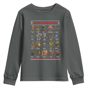 Italian Brainrot Christmas Youth Sweatshirt Funny Brain Rot Gen-Z Meme TS14 Dark Heather Print Your Wear