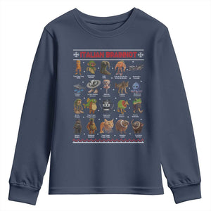 Italian Brainrot Christmas Youth Sweatshirt Funny Brain Rot Gen-Z Meme TS14 Navy Print Your Wear