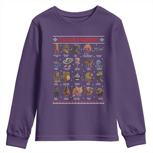 Italian Brainrot Christmas Youth Sweatshirt Funny Brain Rot Gen-Z Meme TS14 Purple Print Your Wear
