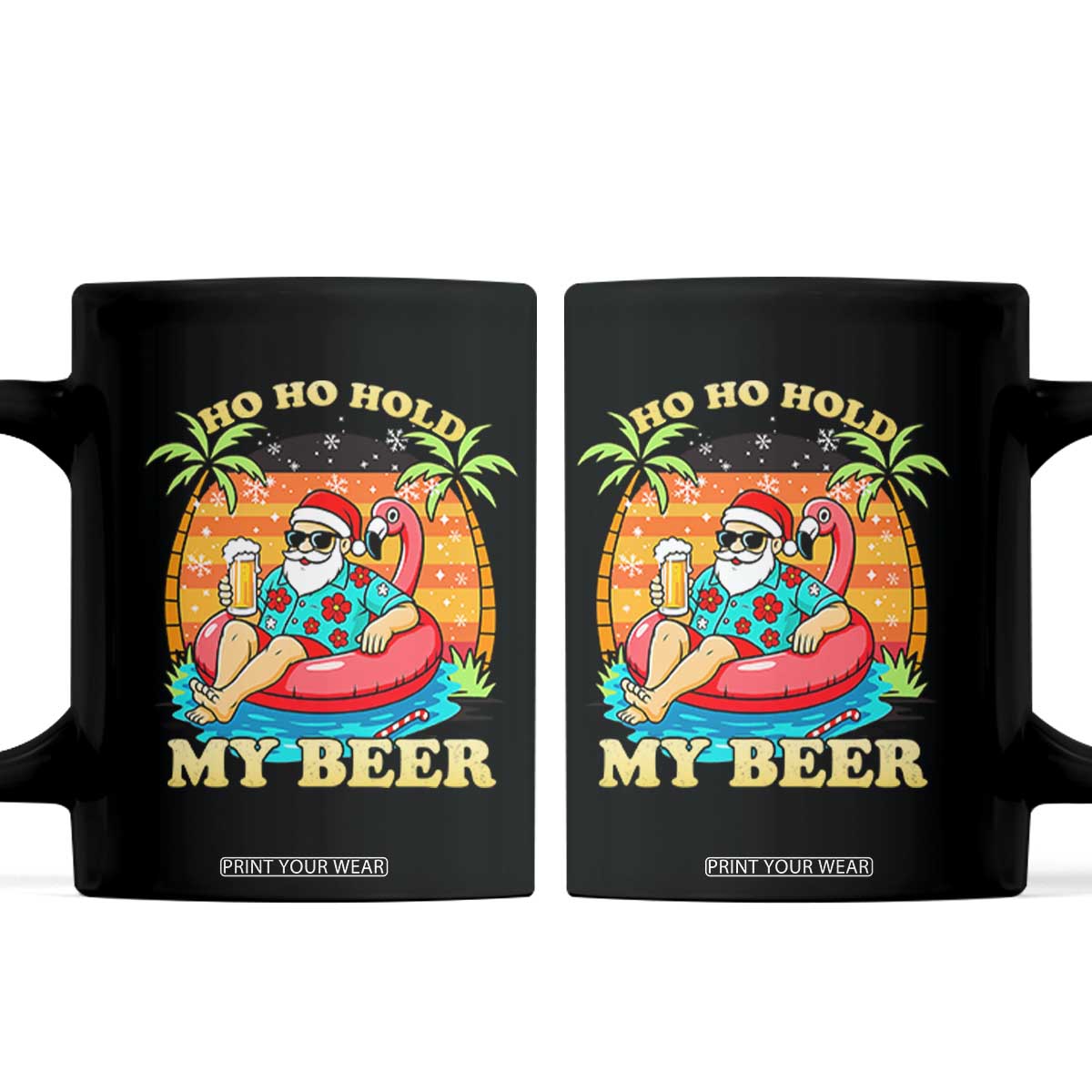 Santa Beer Christmas Coffee Mug Ho Ho Ho My Beer TS14 Black Print Your Wear