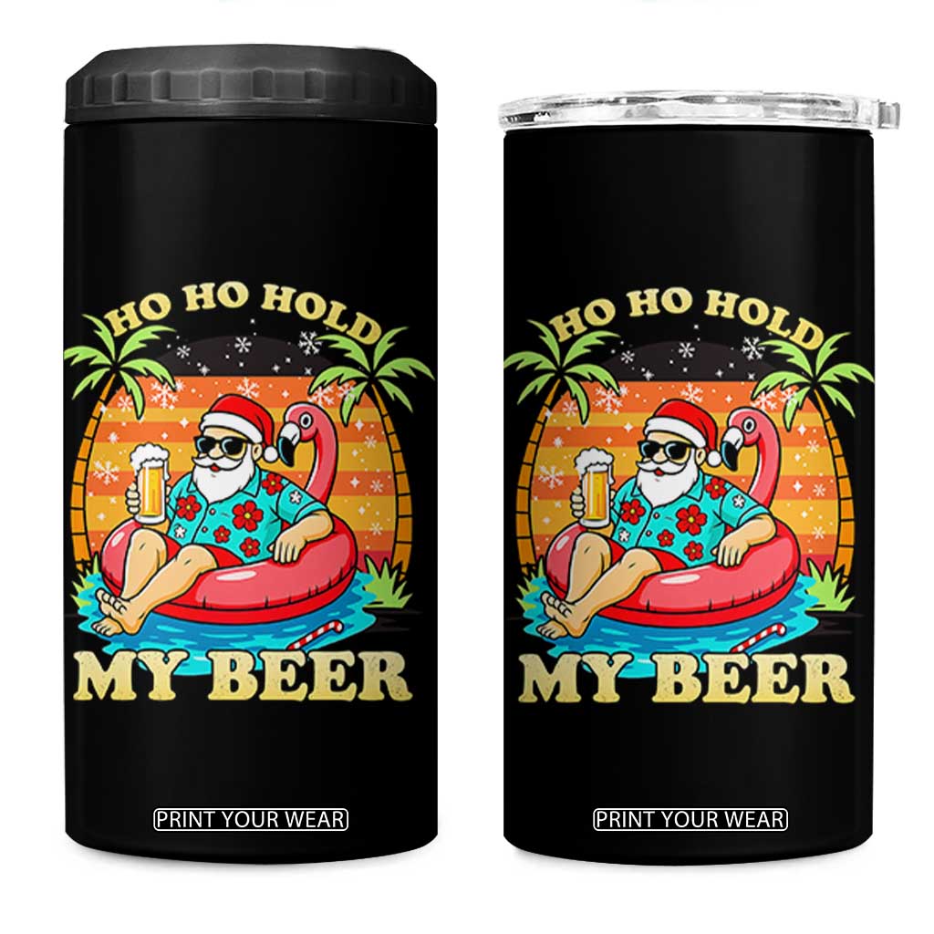 Santa Beer Christmas 4 in 1 Can Cooler Tumbler Ho Ho Ho My Beer TS14 One Size: 16 oz Black Print Your Wear